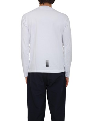 EA7 EMPORIO ARMANI T-shirt bianco Ea7 a maniche lunghe in jersey stretch in UOMO