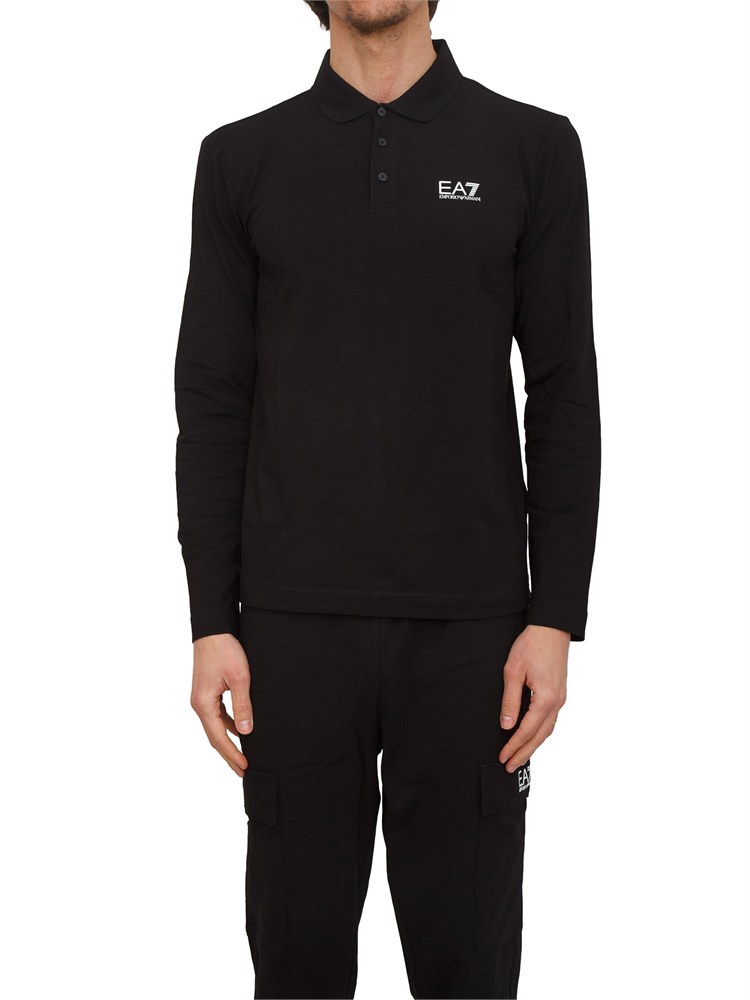 Polo uomo EA7 Emporio Armani in cotone stretch nero