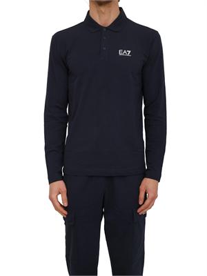 Polo uomo EA7 Emporio Armani in cotone stretch blu in UOMO