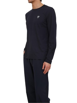 EA7 EMPORIO ARMANI T-shirt blu Ea7 a maniche lunghe in jersey stretch in UOMO