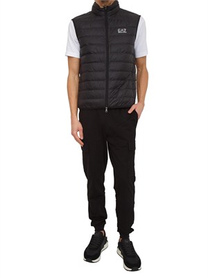 Gilet EA7 Emporio Armani in piuma d'oca e tessuto tecnico nero in UOMO
