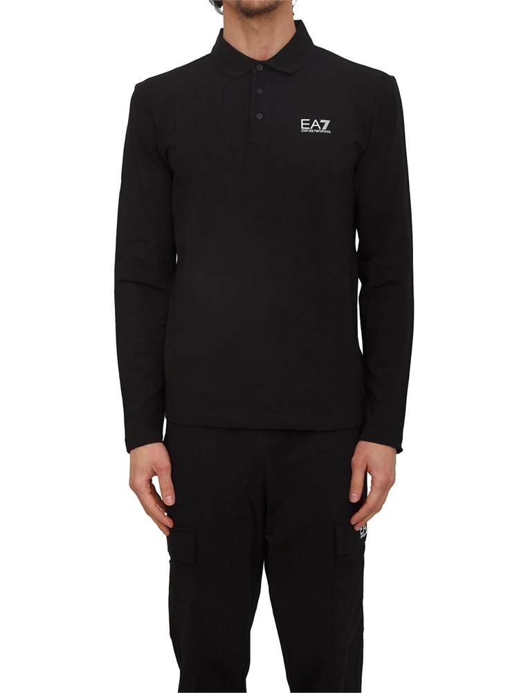 Polo uomo EA7 Emporio Armani in cotone stretch nero