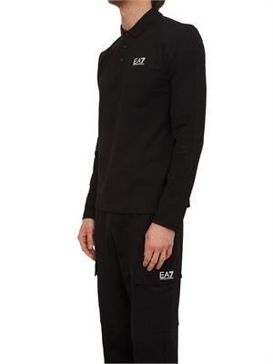 Polo uomo EA7 Emporio Armani in cotone stretch nero in UOMO