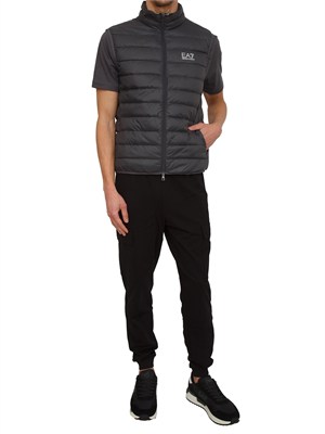 Gilet EA7 Emporio Armani in piuma d'oca e tessuto tecnico grigio in UOMO
