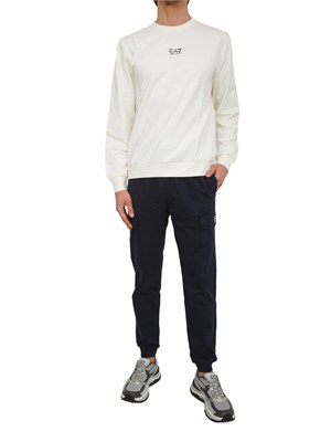 Felpa EA7 Emporio Armani in cotone avorio in UOMO