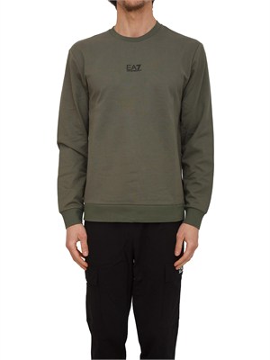 Felpa EA7 Emporio Armani in cotone verde in UOMO