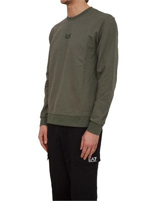 Felpa EA7 Emporio Armani in cotone verde in UOMO