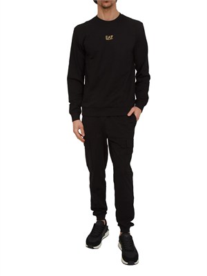 Felpa EA7 Emporio Armani in cotone nero in UOMO