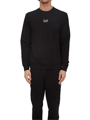 Felpa EA7 Emporio Armani in cotone nero in UOMO