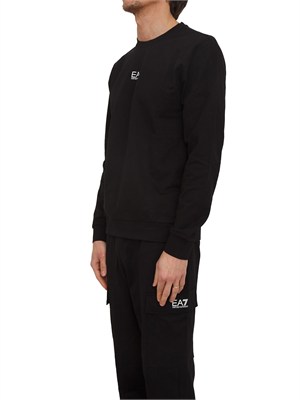 Felpa EA7 Emporio Armani in cotone nero in UOMO