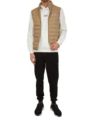 Felpa EA7 Emporio Armani in cotone bianco avorio in UOMO