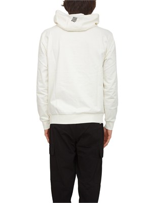Felpa EA7 Emporio Armani in cotone bianco avorio in UOMO