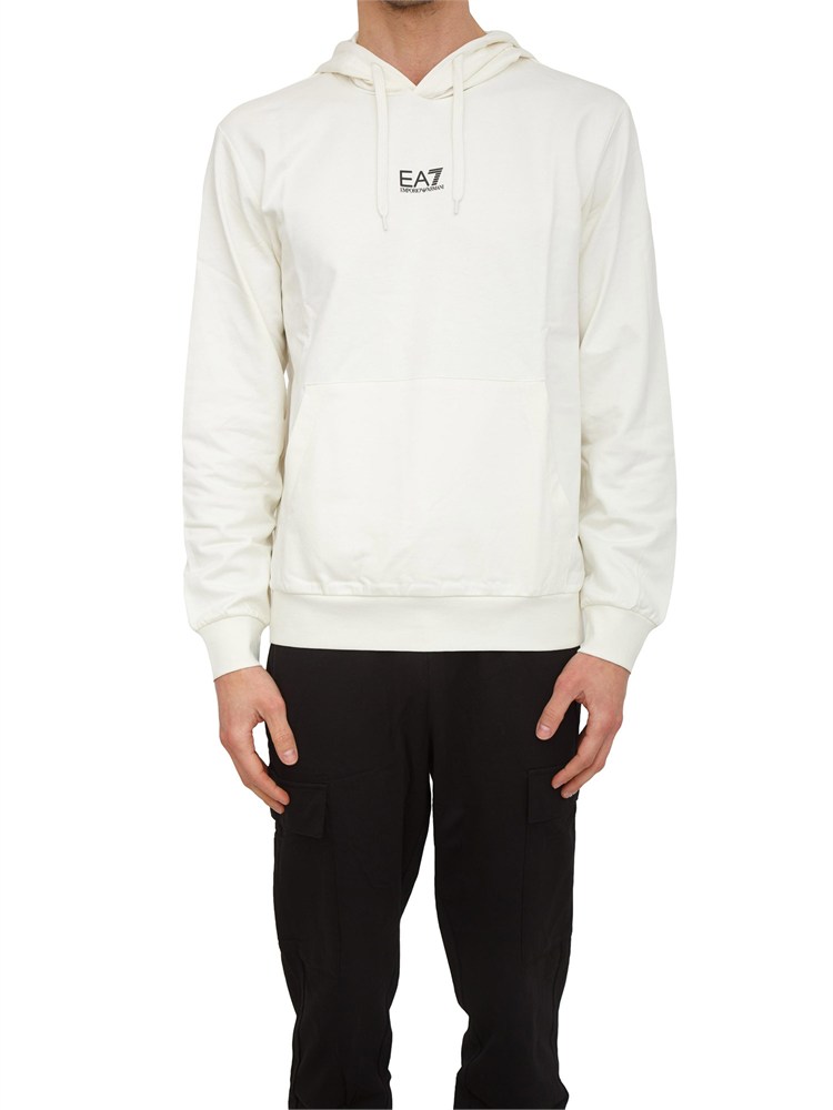Felpa EA7 Emporio Armani in cotone bianco avorio