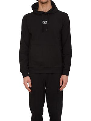 Felpa EA7 Emporio Armani in cotone nero in UOMO