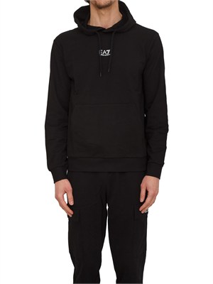 Felpa EA7 Emporio Armani in cotone nero in UOMO