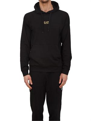 Felpa EA7 Emporio Armani in cotone nero in UOMO