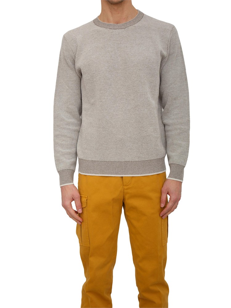 Maglia girocollo Peserico uomo in lana e cashmere beige