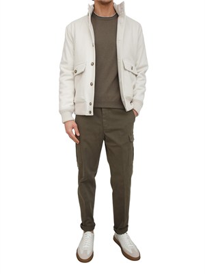 Maglia girocollo Peserico uomo in lana e cashmere verde in UOMO