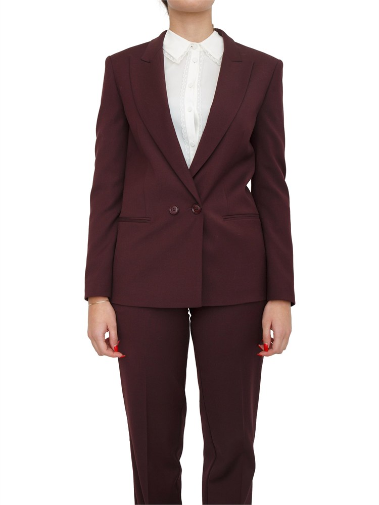 TWIN-SET Giacca blazer Twinset in twill misto lana bordeaux