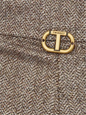 TWIN-SET Pantaloni Twinset in misto lana a fantasia chevron con lurex in DONNA