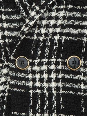 TWIN-SET Giacca blazer Twinset in tessuto bouclÉ check nero in DONNA