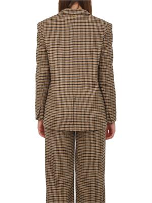 TWIN-SET Giacca blazer Twinset in saia di misto lana fantasia check cammello in DONNA