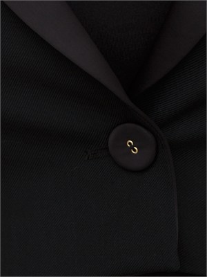 TWIN-SET Gilet nero Twinset in twill misto lana e revers in raso in DONNA