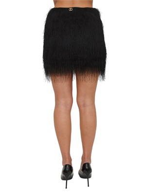 TWIN-SET Minigonna nera Twinset con frange fini in DONNA