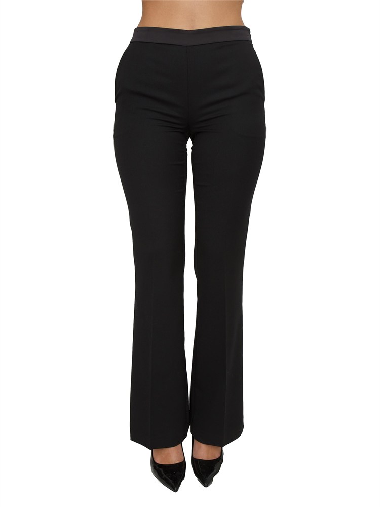 TWIN-SET Pantaloni Twinset in twill misto lana ed inserto raso
