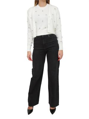 TWIN-SET Cardigan Twinset in misto angora bianca con applicazioni strass in DONNA