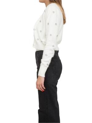TWIN-SET Cardigan Twinset in misto angora bianca con applicazioni strass in DONNA