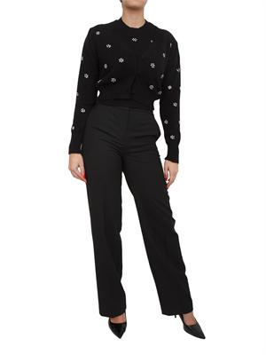 TWIN-SET Cardigan Twinset in misto angora nera con applicazioni strass in DONNA