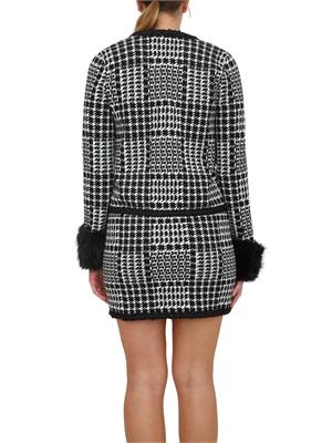 TWIN-SET Giacca maglia Twinset in misto viscosa pied de poule nera in DONNA
