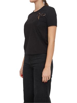 TWIN-SET T-shirt nera Twinet in cotone con inserto in organza in DONNA