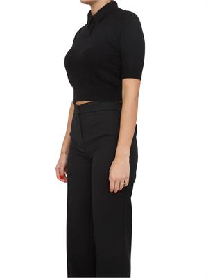 TWIN-SET Maglia polo cropped Twinset in misto angora nera in DONNA