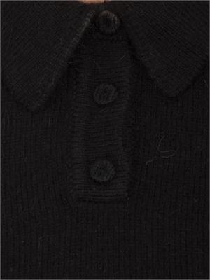 TWIN-SET Maglia polo cropped Twinset in misto angora nera in DONNA