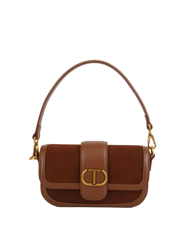 TWIN-SET Borsa a tracolla in suede Twinset marrone