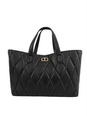 TWIN-SET Borsa shopper Twinset trapuntata nero in DONNA