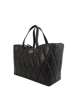 TWIN-SET Borsa shopper Twinset trapuntata nero in DONNA