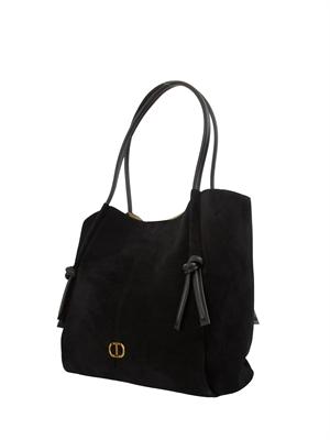 TWIN-SET Borsa shopper Twinset in suede con nodi nero in DONNA