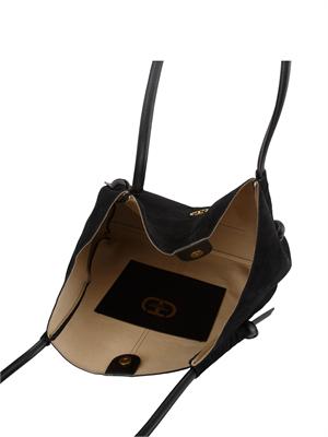 TWIN-SET Borsa shopper Twinset in suede con nodi nero in DONNA