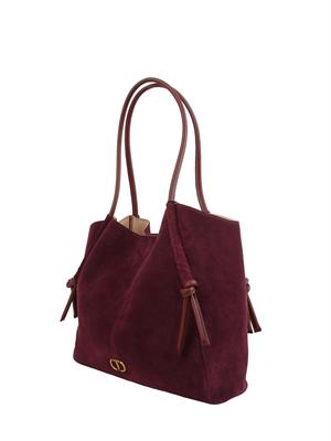 TWIN-SET Borsa shopper Twinset in suede con nodi bordeaux in DONNA