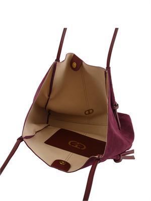 TWIN-SET Borsa shopper Twinset in suede con nodi bordeaux in DONNA