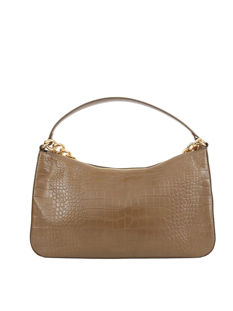 TWIN-SET Borsa 'Liliane' Twinset in pelle a stampa coccodrillo tortora