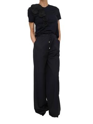 T-shirt Pontile Max Mara in cotone blu con ricami e cristalli in DONNA