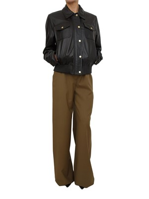 Pantalone fluido Corone Max Mara Studio in pura lana verde kaki in DONNA