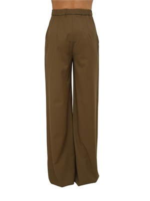 Pantalone fluido Corone Max Mara Studio in pura lana verde kaki in DONNA