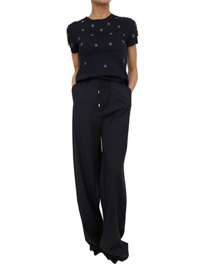 Pantalone fluido Corone Max Mara Studio in pura lana blu in DONNA