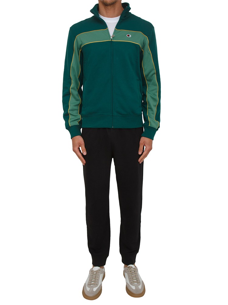 Tuta completa Champion uomo in misto cotone verde e nera