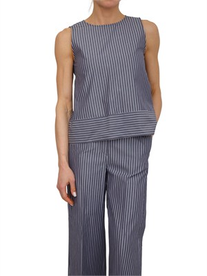 Top Iblciurma di iBlues in popeline di cotone blu in DONNA